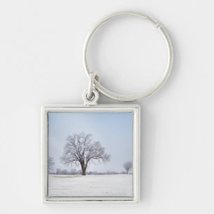 Highlighted Winter Oak Tree Keychain