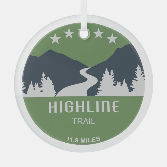 Highline Trail Glacier National Park Glass Ornament (Front)