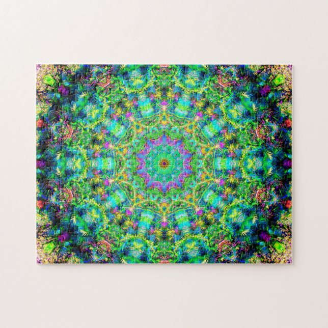 Highly Colourful Psychedelic Mandala Jigsaw Puzzle (Horizontal)
