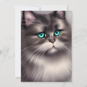Highly Detailed Persian Cat Digital Triptych Holiday Card