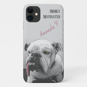 Highly Motivated bulldog with pink tongue iPhone 11 Case