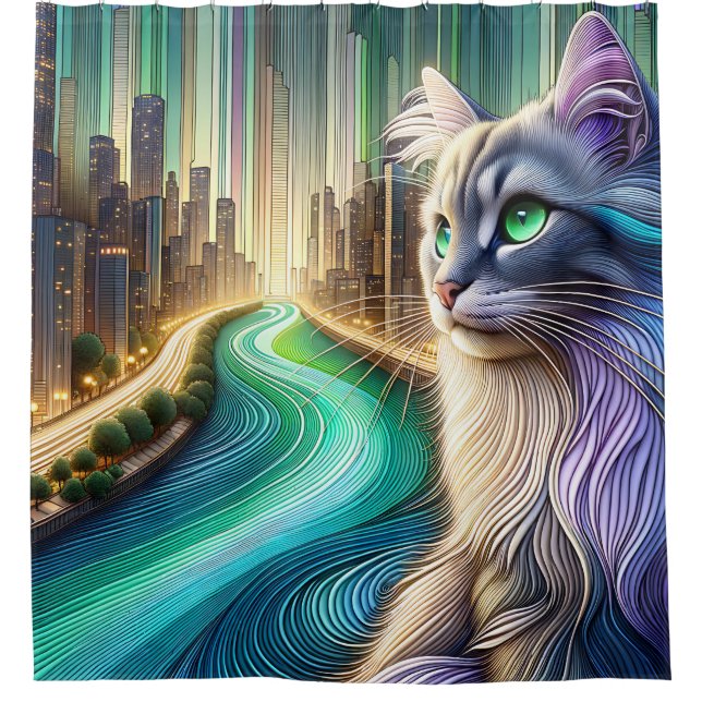 “Highrise Cat with Waterscape View” (Front)