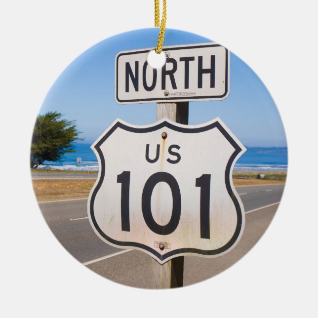 Highway 101 North Ceramic Ornament (Front)