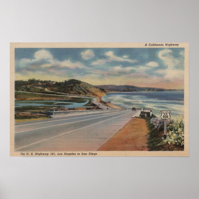 Highway 101 on the Coast of California ViewState Poster (Front)