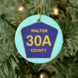 Highway 30A Walton County Florida sign Ceramic Ornament<br><div class="desc">When you see the Scenic Highway 30A sign,  you know you're driving into your gulf coast beach paradise - Dune Allen Beach,  Santa Rosa Beach,  Blue Mountain Beach,  Grayton Beach,  WaterColor,  Seaside,  Seagrove Beach,  Rosemary Beach . . . Celebrate it,  and see who recognizes it!</div>