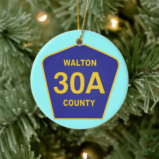 Highway 30A Walton County Florida sign Ceramic Ornament (Tree)