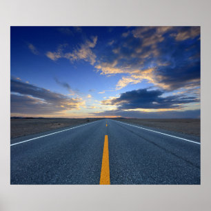 Highway at Sunrise Day Poster