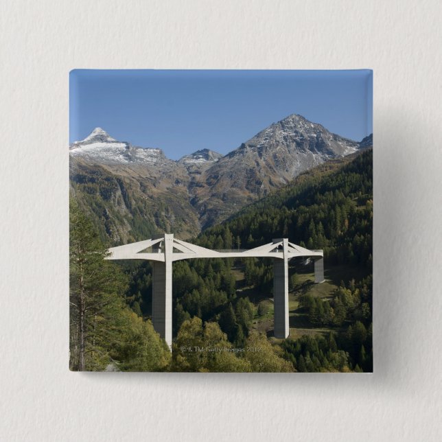 Highway bridge in the Alps 2 Inch Square Button (Front)