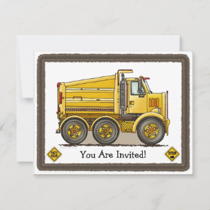 Highway Dump Truck Kids Party Invitation