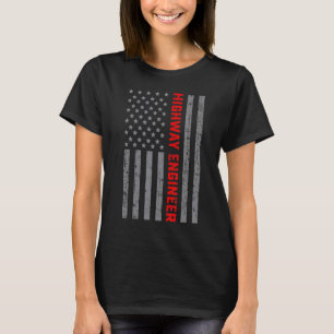 Highway Engineer Vintage US Flag For Men Dad T-Shirt