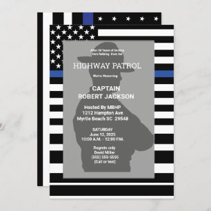 Highway Patrol Flag Blue Line Retirement Party   Invitation