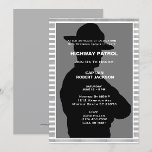Highway Patrol Silhouette Retirement Party  Invitation
