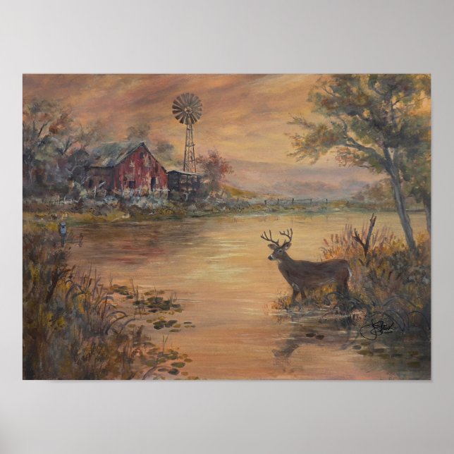 Highway Pond deer Poster (Front)