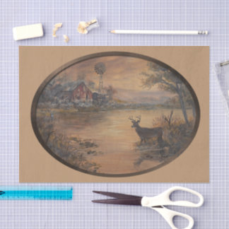 Highway Pond Oval Tissue Paper