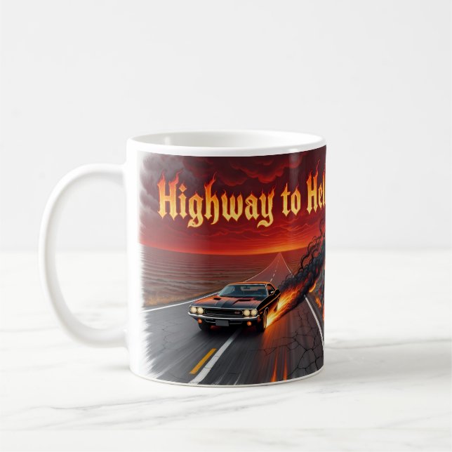 Highway to Hell Rock Music Fire Coffee Mug (Left)