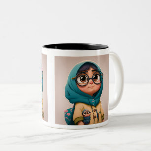Hijab Girl Two-Tone Mug, 11 oz Coffee Mug