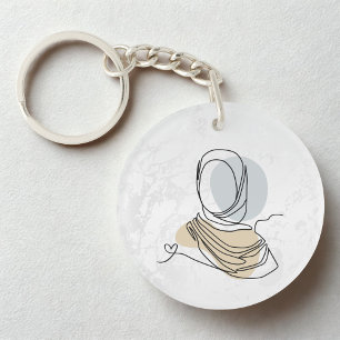 Hijab Line Art Marble Keychain   Acrylic Keychain