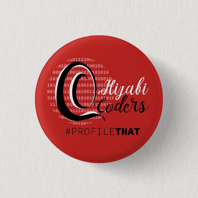 Hijabi Coders - Red 1 Inch Round Button (Front)