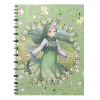 hijabi girl in spring notebook