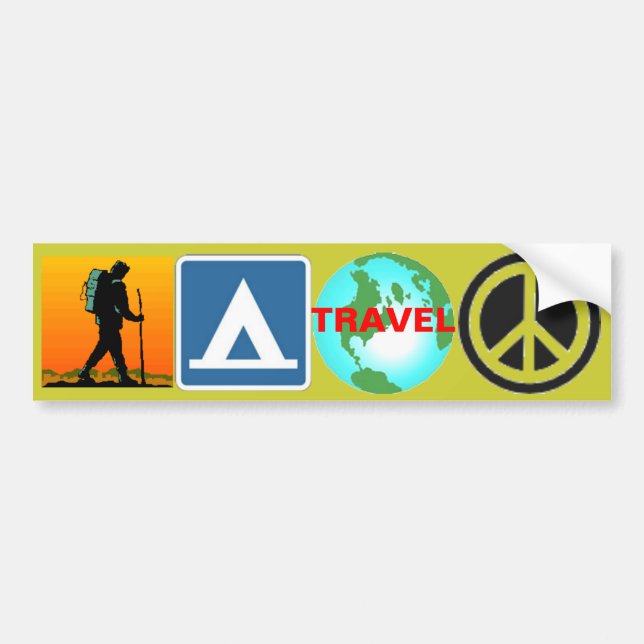 Hike, Camp, Travel, Peace Bumper Sticker (Front)