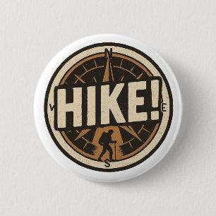 Hike! – Compass Button with Hiker Silhouette