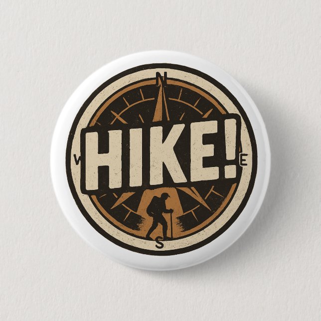 Hike! – Compass Button with Hiker Silhouette (Front)