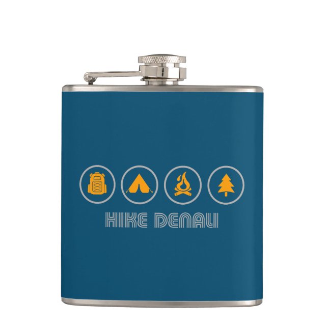 Hike Denali National Park Alaska Hip Flask (Front)