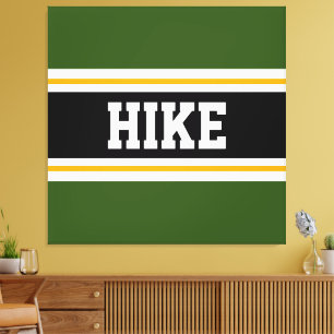 HIKE Fun Forest Green Black White Yellow Stripes Canvas Print