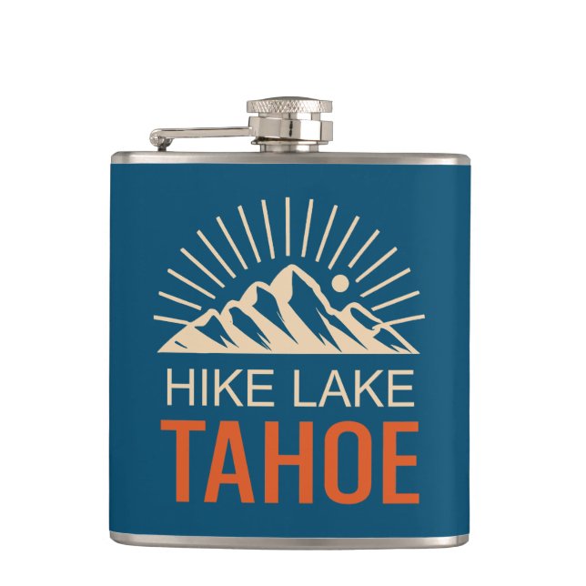 Hike Lake Tahoe Sunburst Hip Flask (Front)