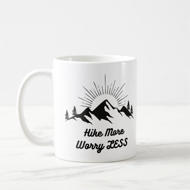 Hike more worry less Camping Hiking Lover gift Coffee Mug (Left)