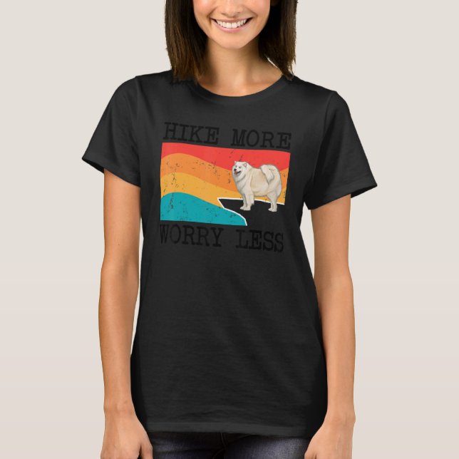 Hike More Worry Less Samoyed Graphic Hiking T-Shirt (Front)