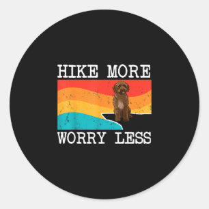 Hike more worry less spanish water dog graphic classic round sticker