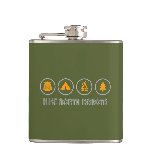Hike North Dakota Hip Flask (Front)