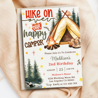 Hike On Our Happy Camper Birthday Party Invitation