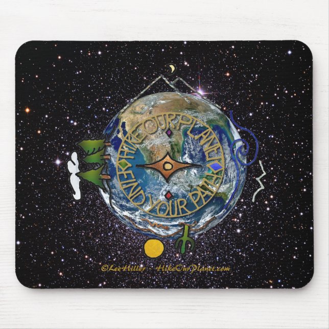 Hike Our Planet Hiker's Soul Compass Space Mouse Pad (Front)