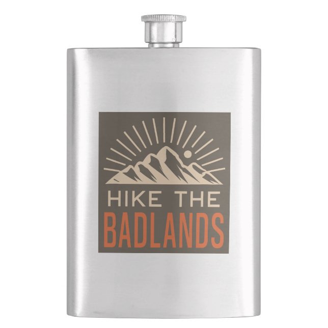 Hike The Badlands Sunburst Hip Flask (Front)