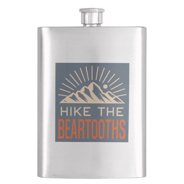 Hike The Beartooths Sunburst Hip Flask (Front)