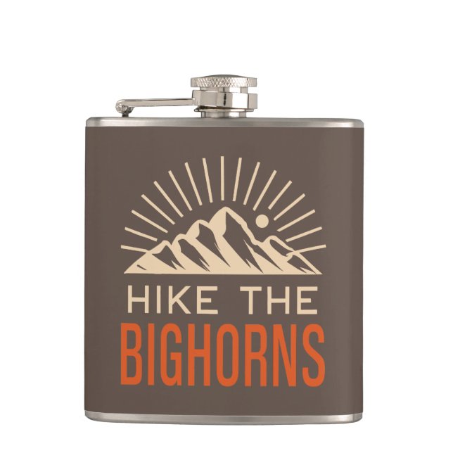 Hike The Bighorns Wyoming Sunburst Hip Flask (Front)