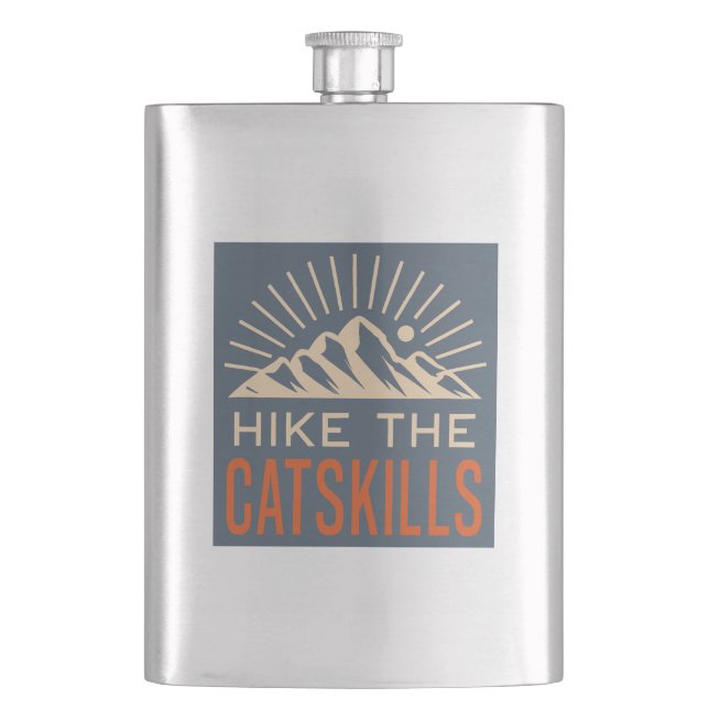 Hike The Catskills New York Sunburst Hip Flask (Front)