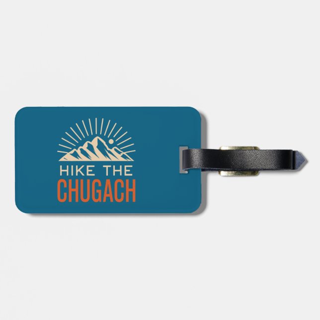 Hike The Chugach Mountains Sunburst Luggage Tag (Back Horizontal)