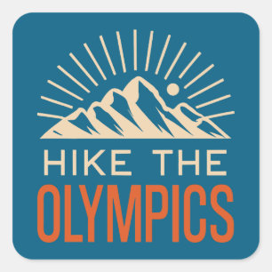 Hike The Olympic Mountains Washington Sunburst Square Sticker