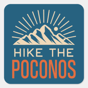 Hike The Poconos Sunburst Square Sticker