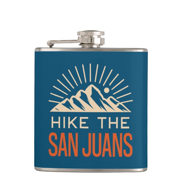 Hike The San Juan Mountains Sunburst Hip Flask (Front)
