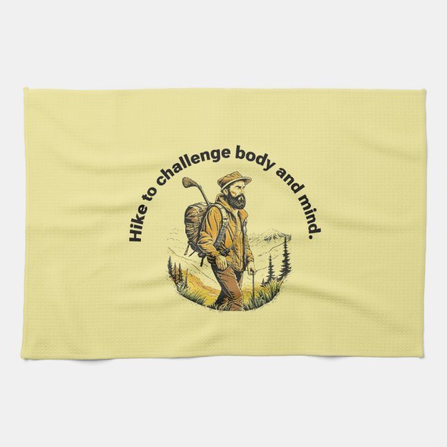 Hike to challenge body and mind. kitchen towel (Horizontal)
