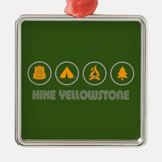 Hike Yellowstone Metal Ornament (Front)