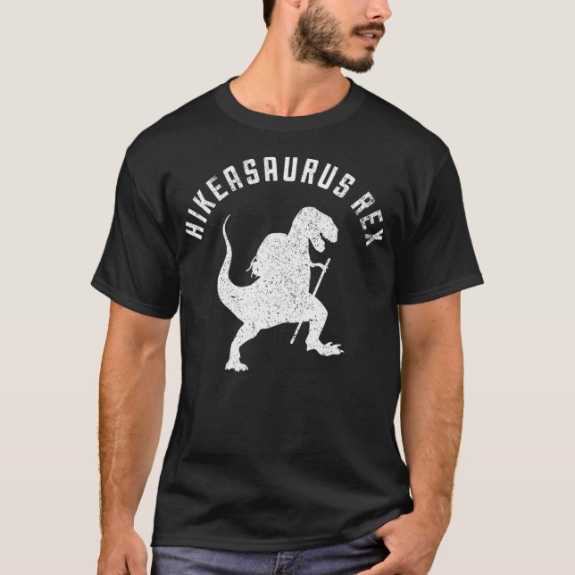 Hikeasaurus Rex Funny Dinosaur T Rex Hiking T-Shirt (Front)