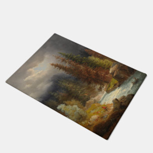 Hiker Beside a Torrential River (by Achenbach) Doormat
