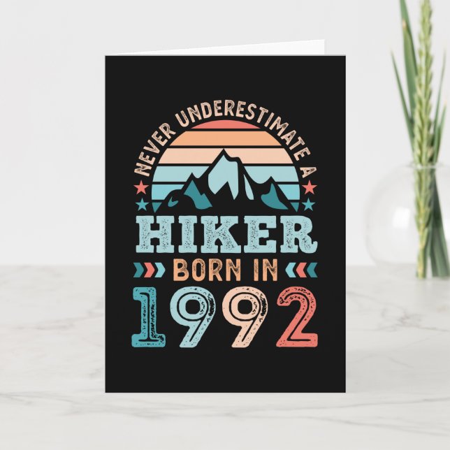 Hiker born in 1992 30th Birthday Hiking Retro Gift Card (Front)
