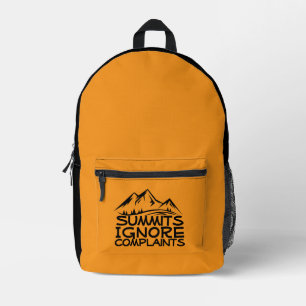 Hiker camping humor black orange printed backpack
