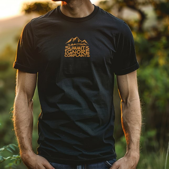 Hiker camping humor black orange T-Shirt (Creator Uploaded)